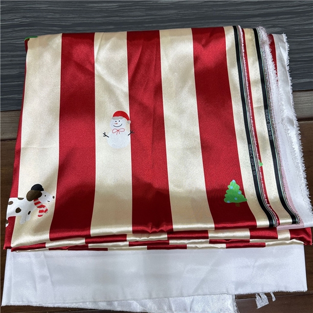 97% polyester+3% spandex christmas printed elastic satin fabric