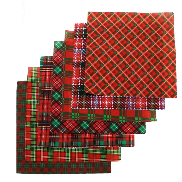 polyester cotton christmas plaid series polyester cotton fabric set (7 pcs/set) polyester cotton fabric,50*45cm(19.7*17.7