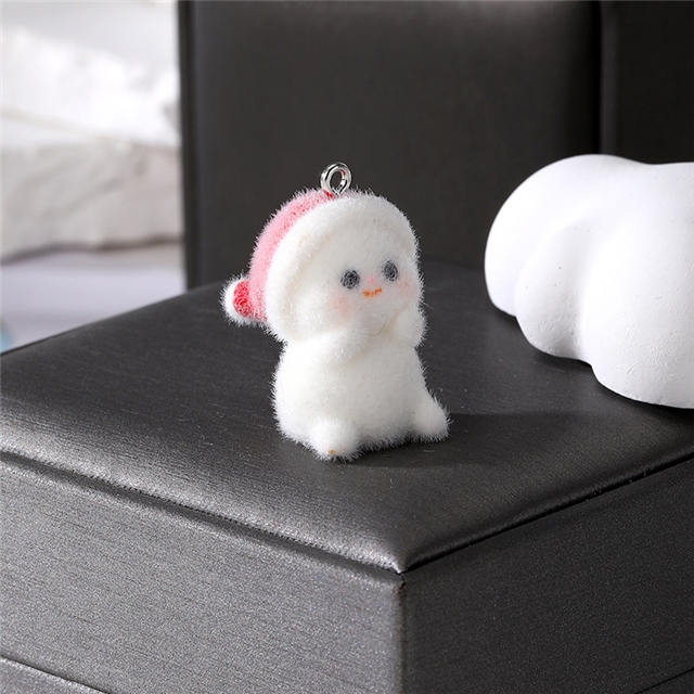 plastic/resin mixed velvet christmas snowman resin pendant