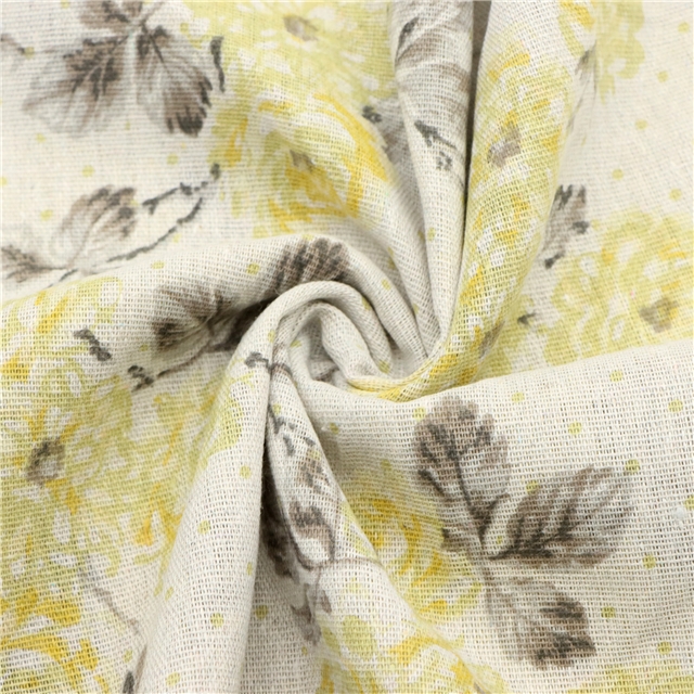 peony printed cotton and linen fabric
