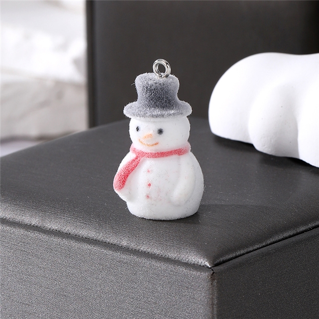 plastic/resin mixed velvet christmas snowman resin pendant