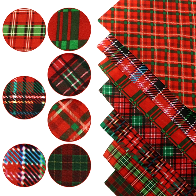 polyester cotton christmas plaid series polyester cotton fabric set (7 pcs/set) polyester cotton fabric,50*45cm(19.7*17.7