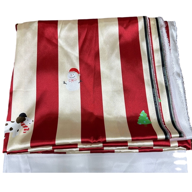 97% polyester+3% spandex christmas printed elastic satin fabric
