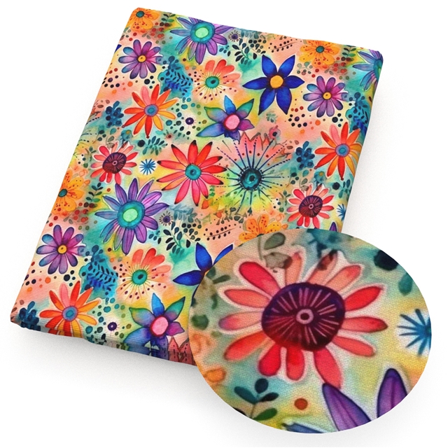 polyester cotton flowers series polyester cotton fabric set (6 pcs/set)