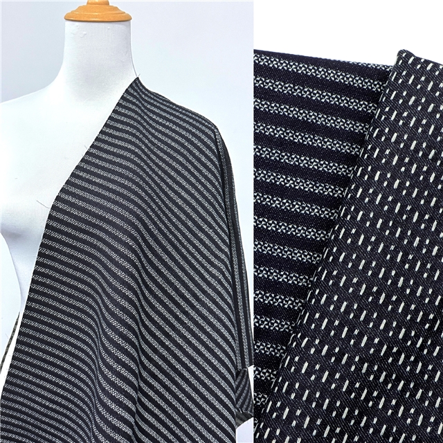 65% cotton 20% viscose 15% synthetic fiber striped jacquard denim fabric（without denim washing）