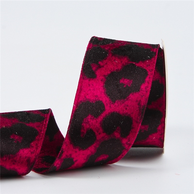 polyester straight edged leopard print velvet strap