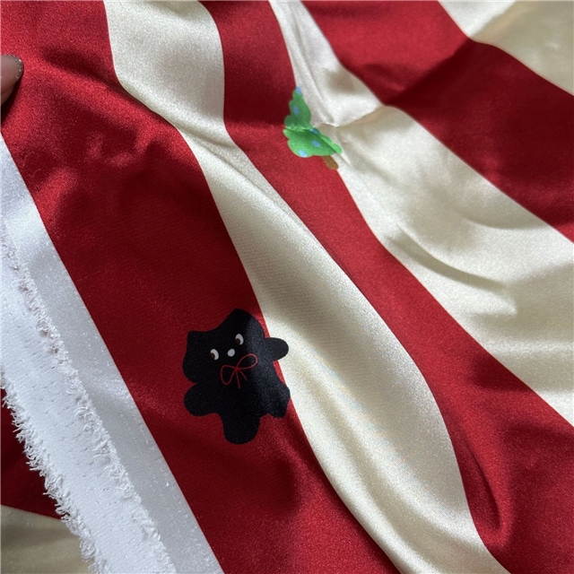 97% polyester+3% spandex christmas printed elastic satin fabric