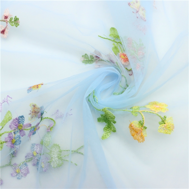 embroidered flower mesh fabric 5#green,50*150cm(19.7*59.1