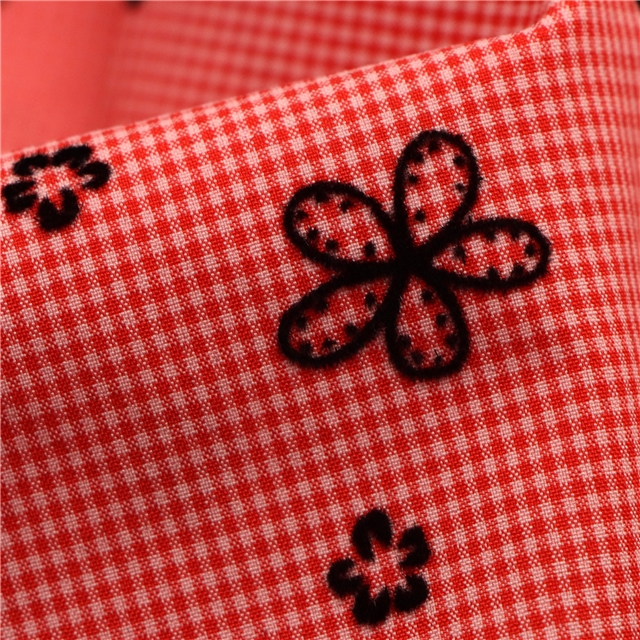 velvet flower plaid polyester fabric