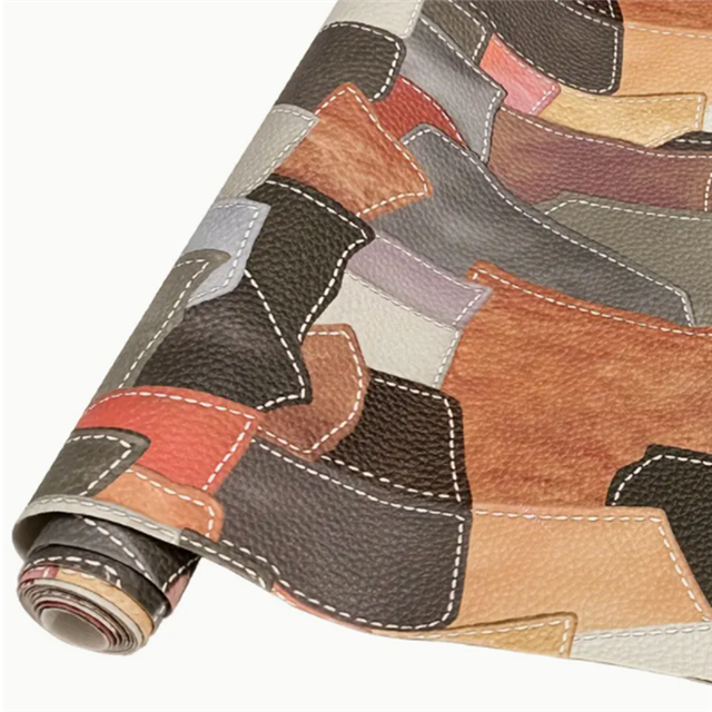synthetic leather retro splicing simulation PVC synthetic leather