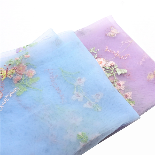 embroidered flower mesh fabric