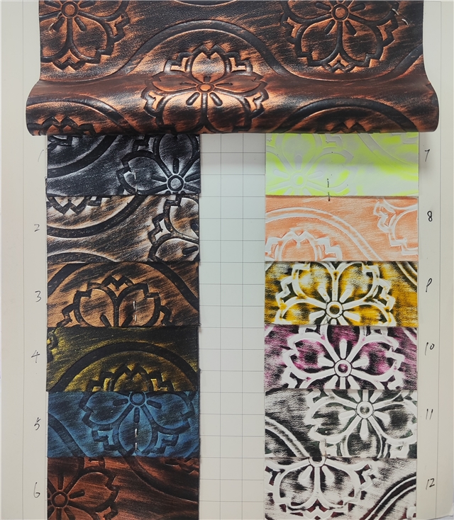 synthetic leather bump texture geometric flowers rubbing faux leather