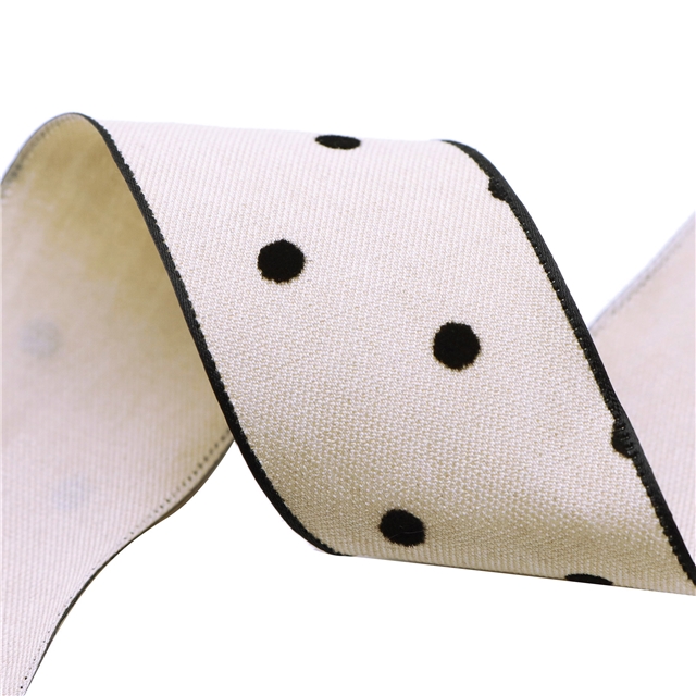 polyester dots velvet ribbon cream,40mm(1.6