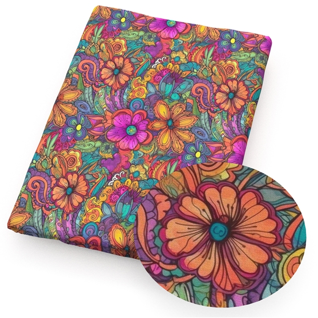 polyester cotton flowers series polyester cotton fabric set (6 pcs/set)