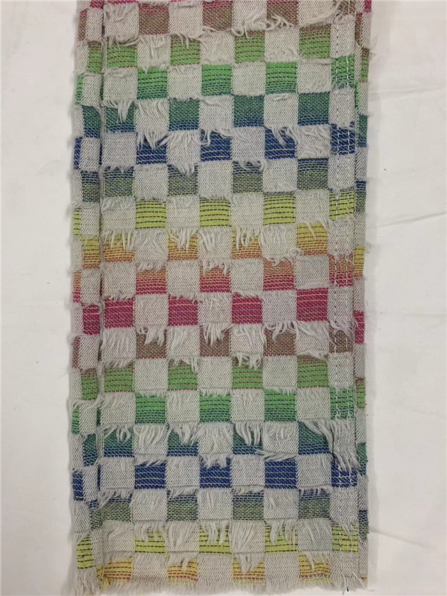 checkered fringe jacquard denim fabric
