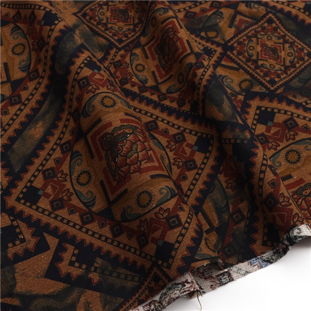 ethnic style printed plain cotton fabric