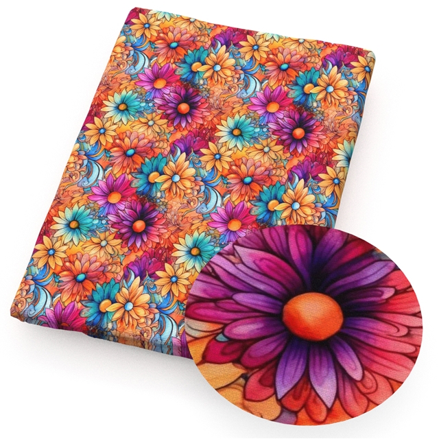 polyester cotton flowers series polyester cotton fabric set (6 pcs/set)