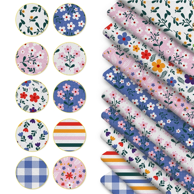 polyester cotton geometric flower series polyester cotton fabric set (10 pcs/set)