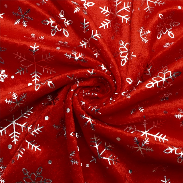 hot pressed gold and silver snowflake velvet fabric