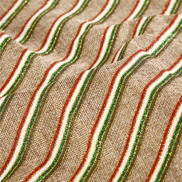 100% polyester hot stamping Christmas color striped imitation linen fabric