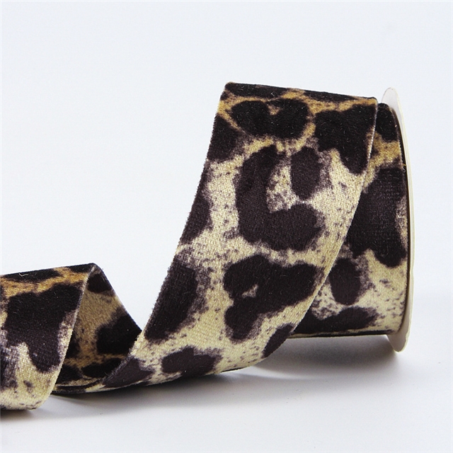 polyester straight edged leopard print velvet strap