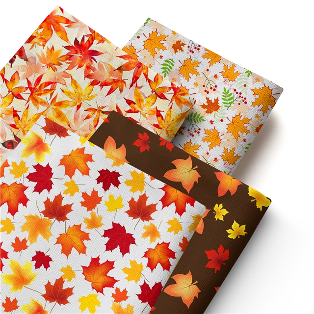 polyester cotton maple leaf series polyester cotton fabric set (4 pcs/set) polyester cotton fabric,20*20cm(7.9*7.9