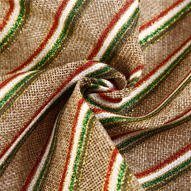 100% polyester hot stamping Christmas color striped imitation linen fabric