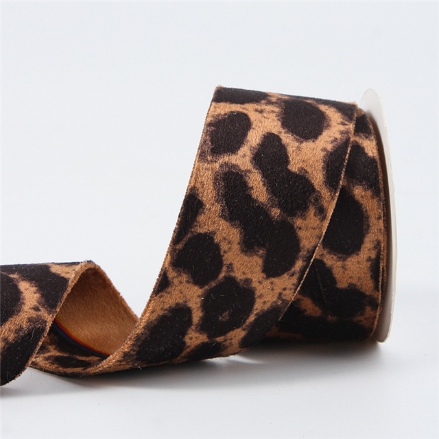 polyester straight edged leopard print velvet strap