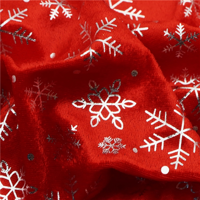 hot pressed gold and silver snowflake velvet fabric