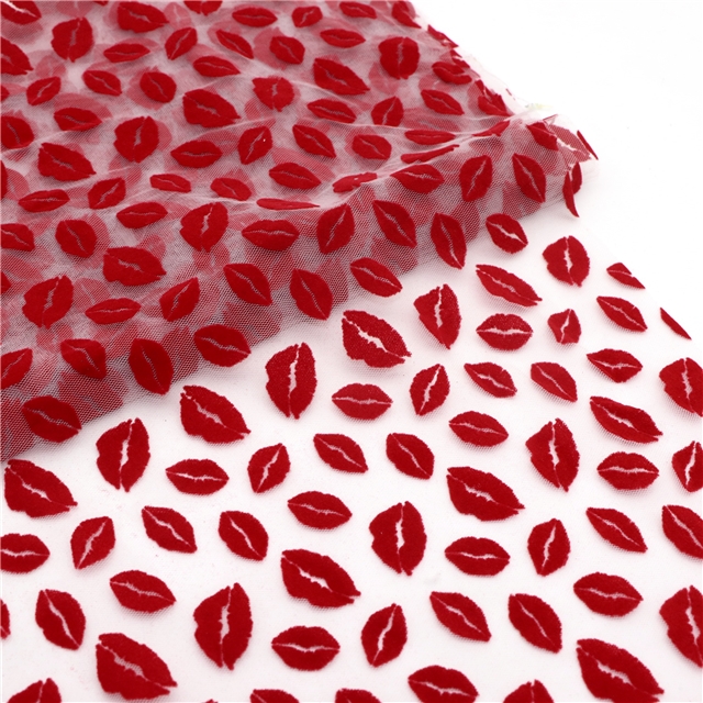 velvet lips mesh fabric