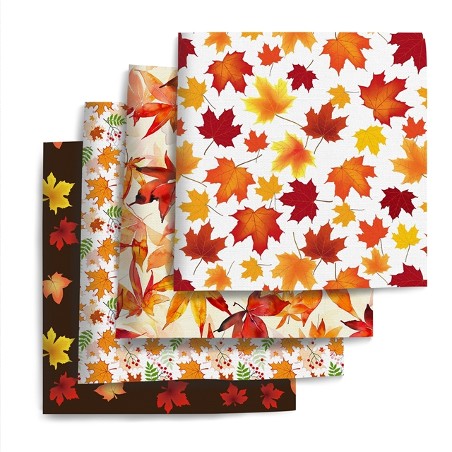 polyester cotton maple leaf series polyester cotton fabric set (4 pcs/set) polyester cotton fabric,20*20cm(7.9*7.9