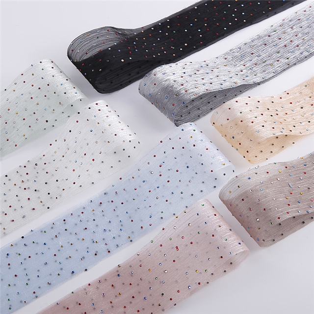 polyester hot color diamond snow gauze belt