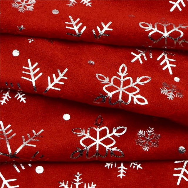 hot pressed gold and silver snowflake velvet fabric