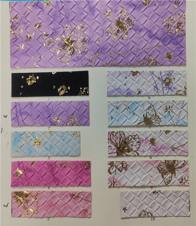 synthetic leather bump texture gold hot stamping butterfly woven pattern faux leather
