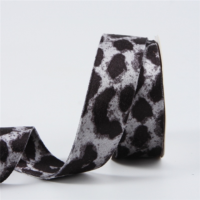 polyester straight edged leopard print velvet strap