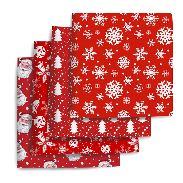 polyester cotton christmas series polyester cotton fabric set (4 pcs/set)