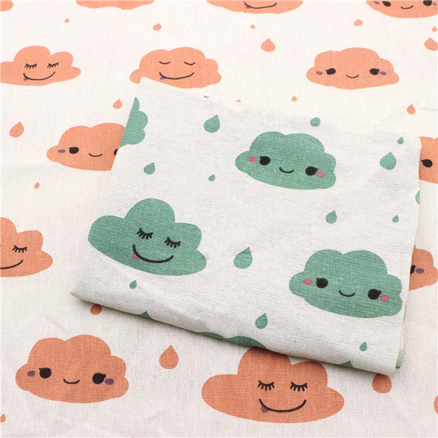 cloud print linen fabric