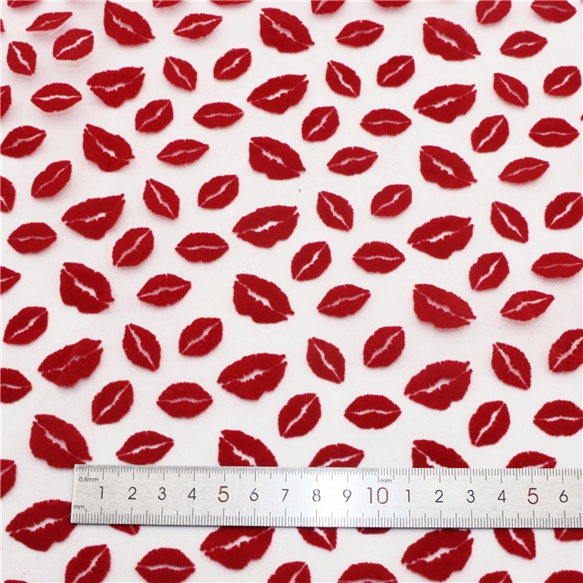 velvet lips mesh fabric