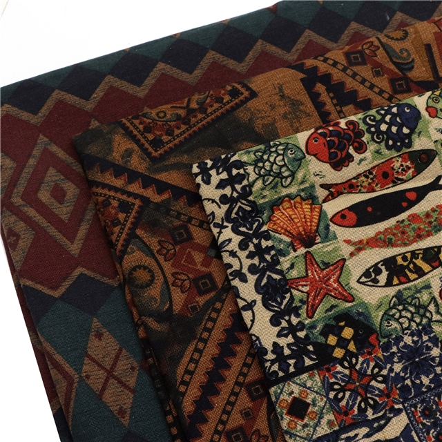 ethnic style printed plain cotton fabric