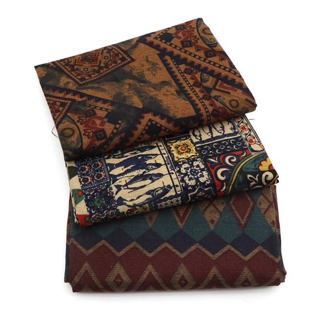 ethnic style printed plain cotton fabric