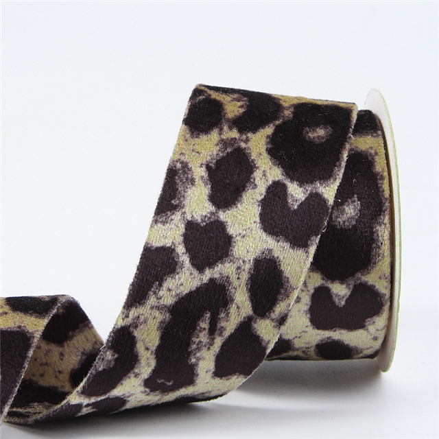 polyester straight edged leopard print velvet strap