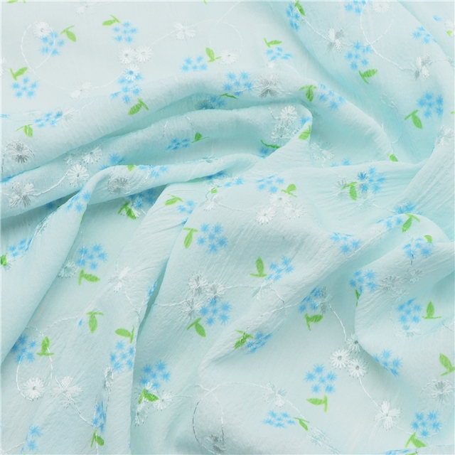 embroidery flower chiffon fabric 2#blue,50*125cm(19.7*49.2