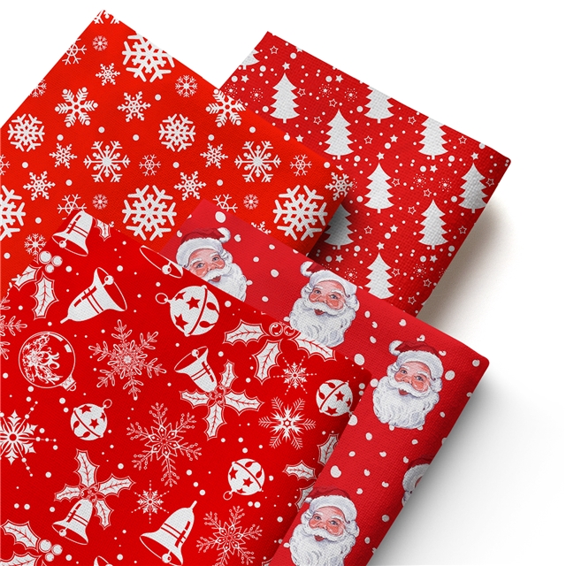 polyester cotton christmas series polyester cotton fabric set (4 pcs/set)