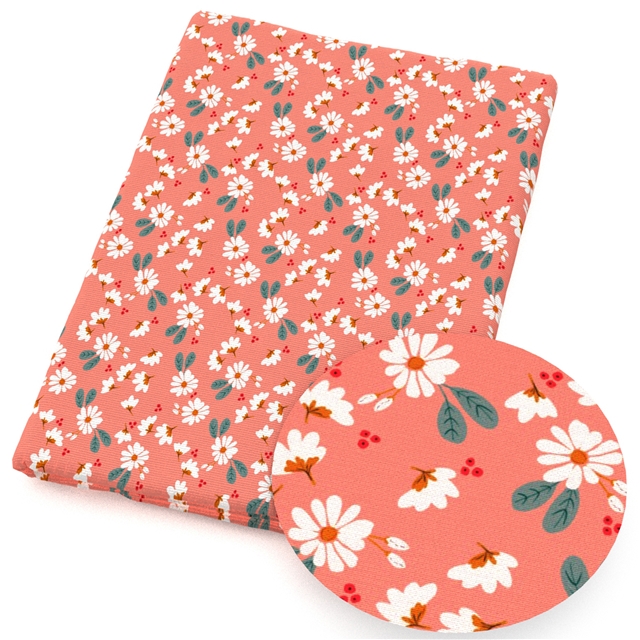 polyester cotton grid leaf flowers series polyester cotton fabric set (6 pcs/set)