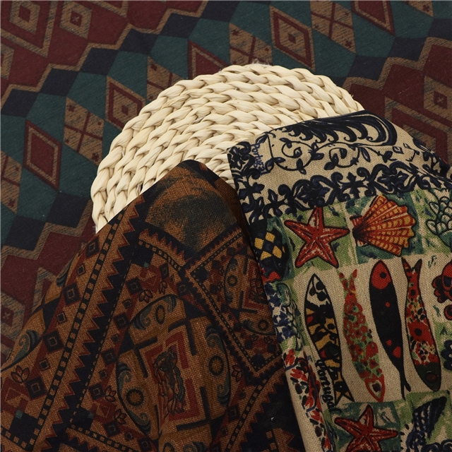 ethnic style printed plain cotton fabric