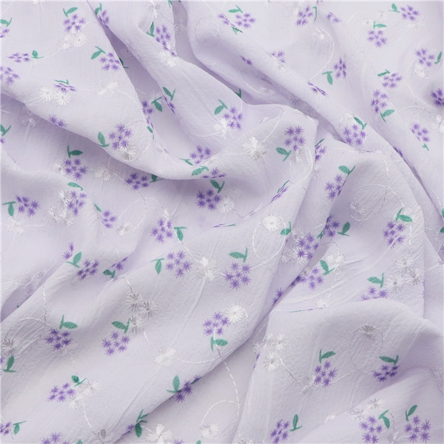 embroidery flower chiffon fabric pink,50*125cm(19.7*49.2