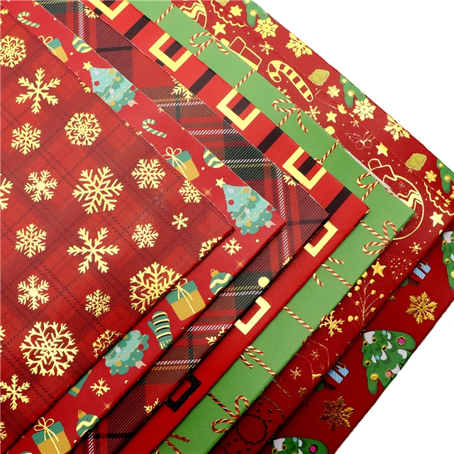 self printed gold foil faux leather fabric