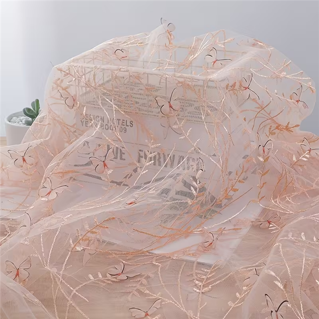 mesh embroidery branch 3d butterfly mesh fabric