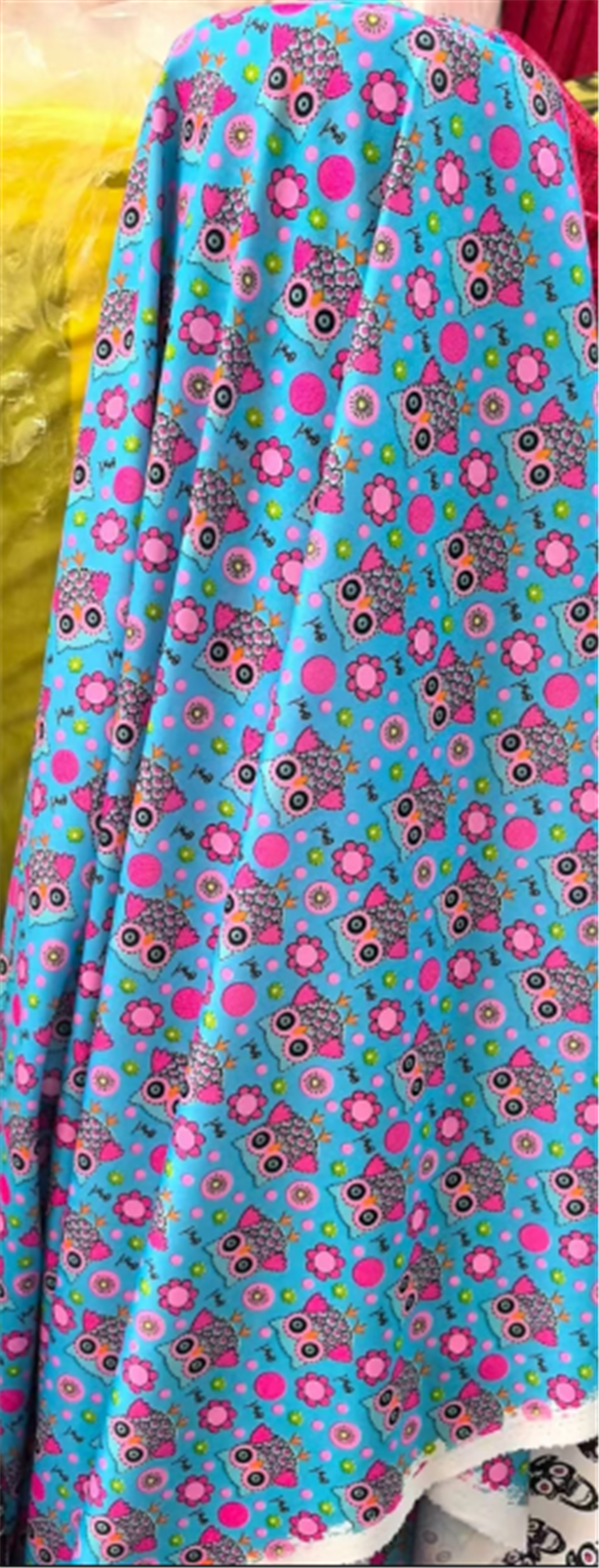 2 ways flower owl knit fabric