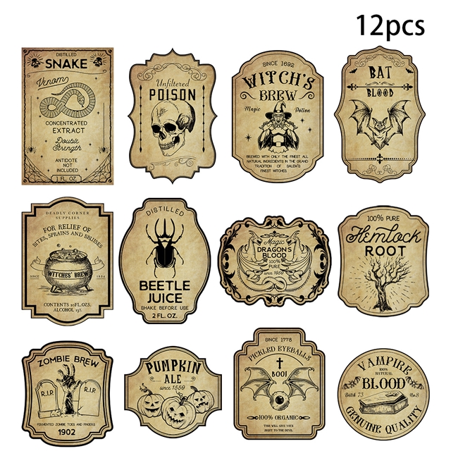 Halloween retro adhesive stickers red wine bottle stickers